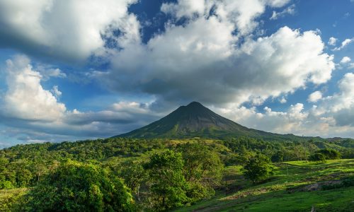 volcano, costa rica, clouds